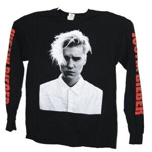 Justin Bieber Purpose World Tour Concert Long Sleeve Shirt Size Med Black 2016